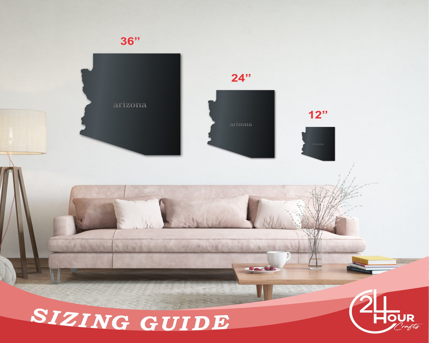 Metal Arizona Wall Art | Custom Metal US State Sign | Indoor Outdoor | Up to 46" | Over 20 Color Options