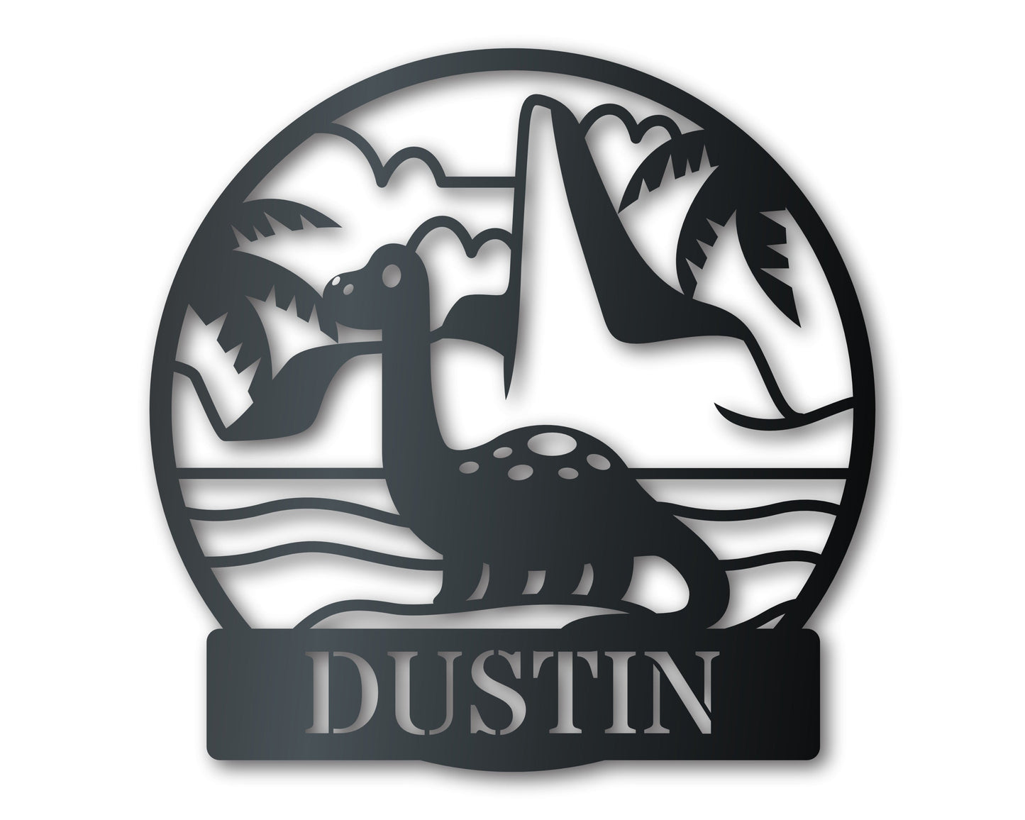 Custom Metal Baby Brontosaurs Wall Art | Kids Dinosaur Bedroom Sign | Indoor Outdoor | Up to 46" | Over 20 Color Options