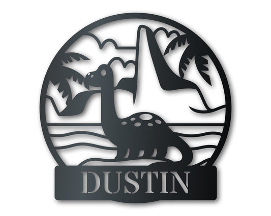 Custom Metal Baby Brontosaurs Wall Art | Kids Dinosaur Bedroom Sign | Indoor Outdoor | Up to 46" | Over 20 Color Options