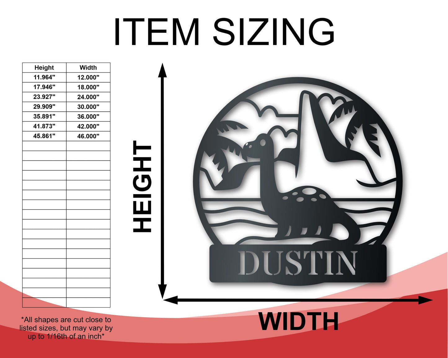 Custom Metal Baby Brontosaurs Wall Art | Kids Dinosaur Bedroom Sign | Indoor Outdoor | Up to 46" | Over 20 Color Options