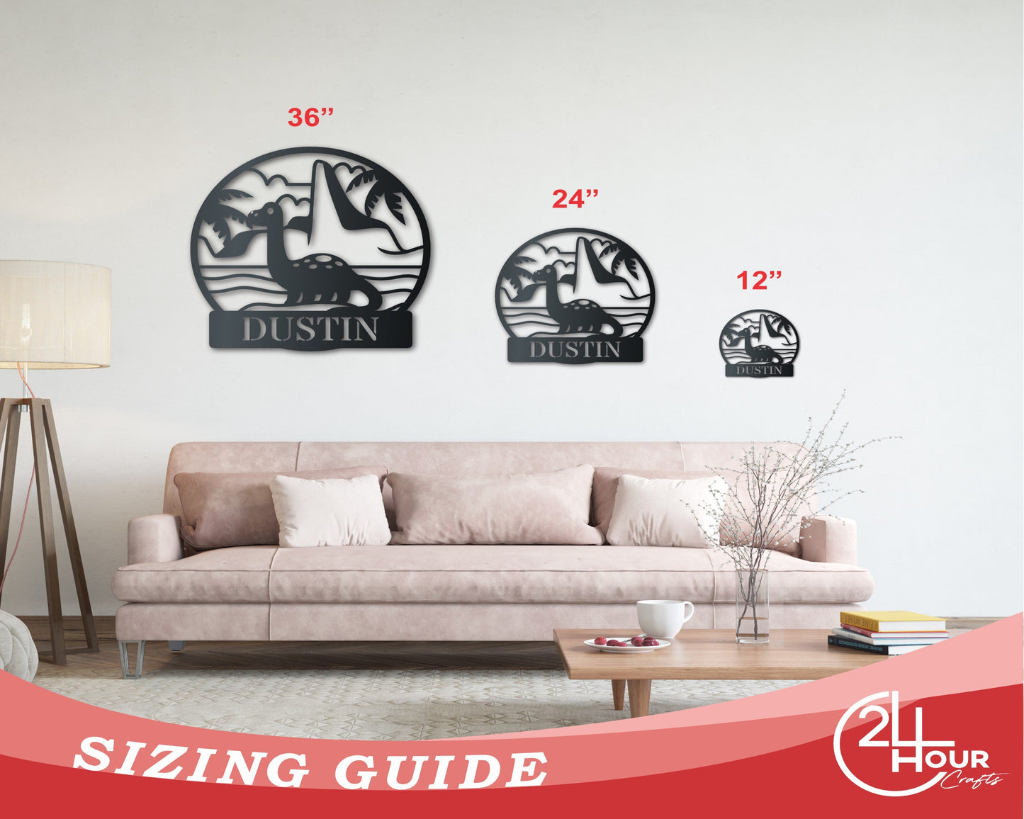 Custom Metal Baby Brontosaurs Wall Art | Kids Dinosaur Bedroom Sign | Indoor Outdoor | Up to 46" | Over 20 Color Options