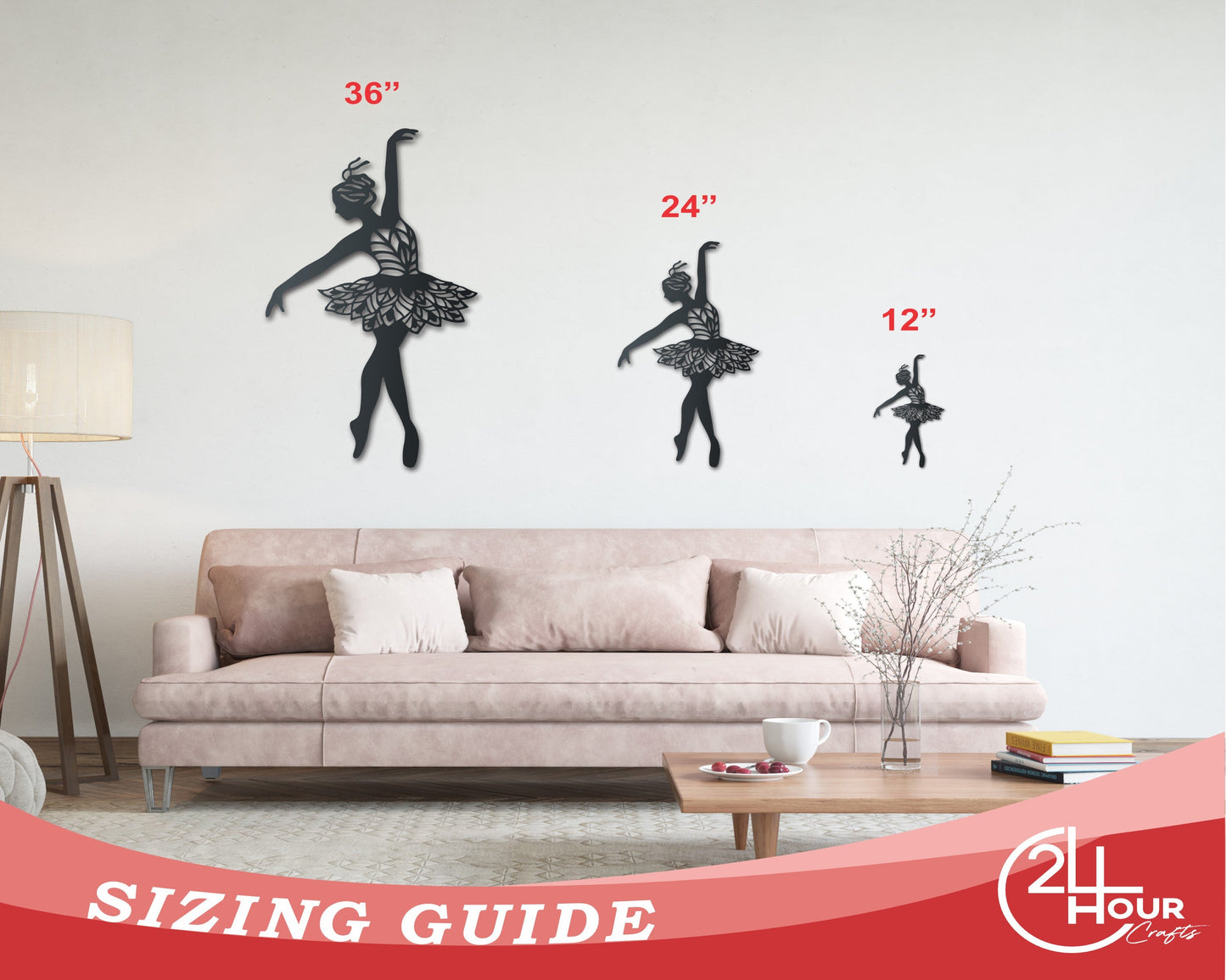 Metal Ballerina Dancer Wall Art | Indoor Outdoor | Up to 46" | Over 20 Color Options