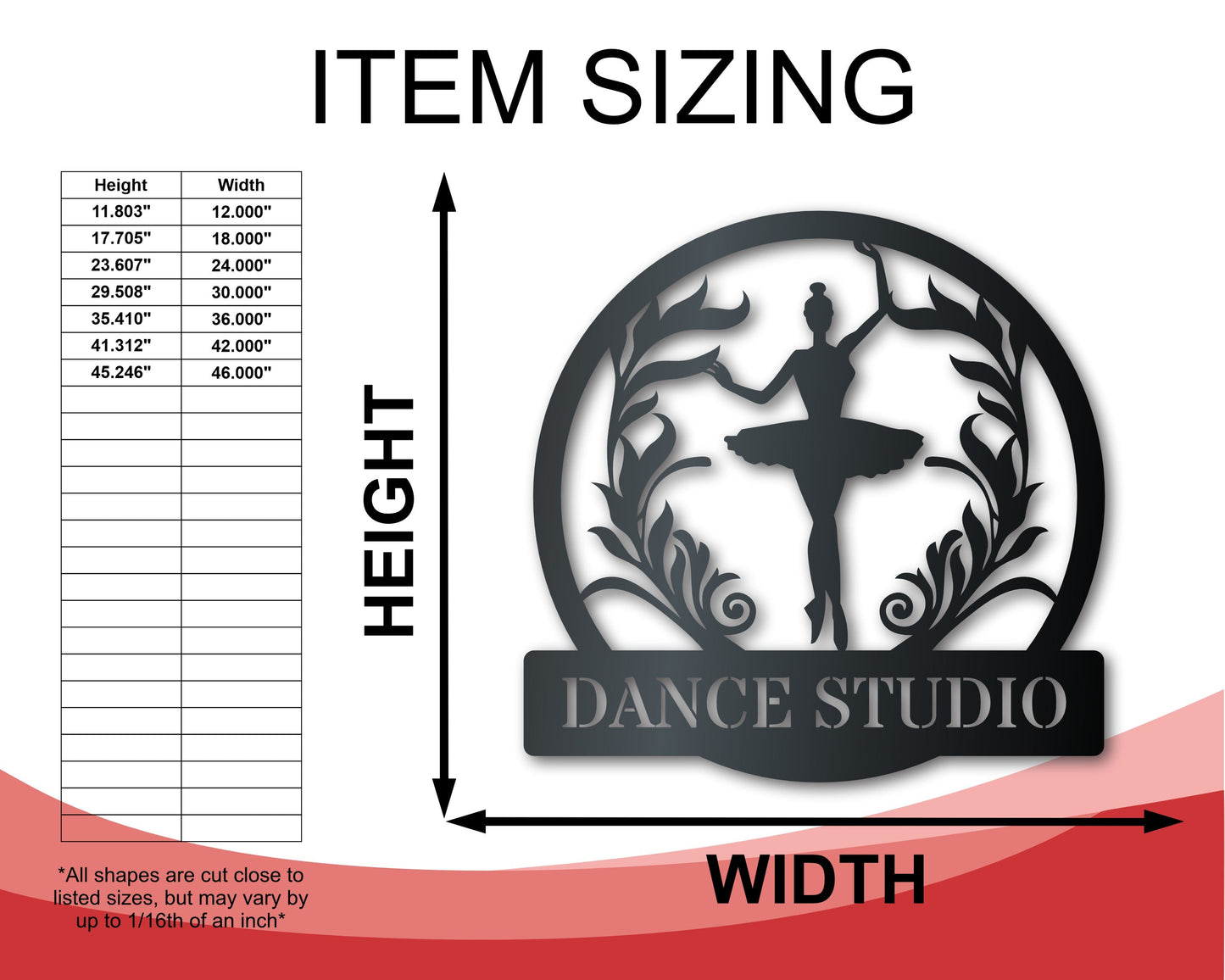 Ballerina Monogram Custom Metal Wall Art | Indoor Outdoor | Up to 46" | Over 20 Color Options