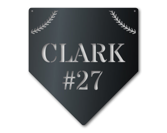 Custom Metal Baseball Homeplate Wall Art - Custom Metal Sports Sign - 14 Color Options