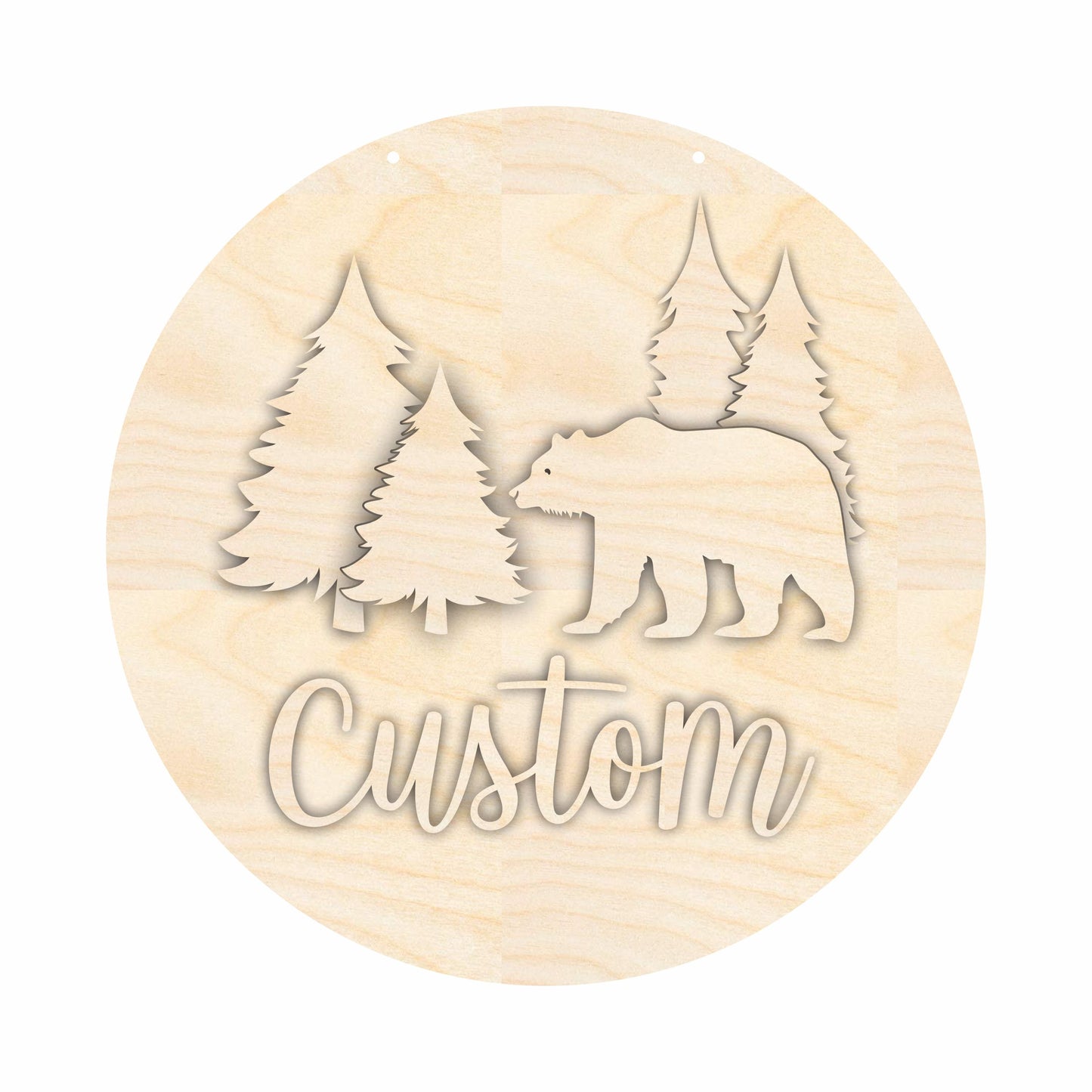 Unfinished Wood Custom Name Bear Door Sign Kit | Wood Craft Cutouts | 1/4" Thick |