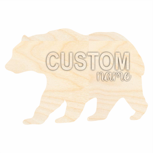 Unfinished Wood Custom Name Bear Door Sign Kit | Wood Craft Cutouts | 1/4" Thick |