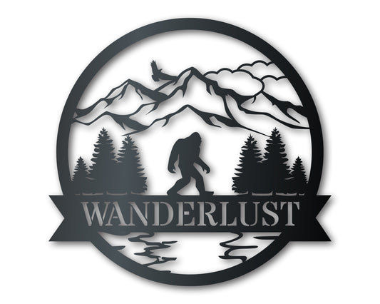 Custom Metal Bigfoot Mountain Wall Art | Paranormal Cryptid Decor | Indoor Outdoor | Up to 46" | Over 20 Color Options