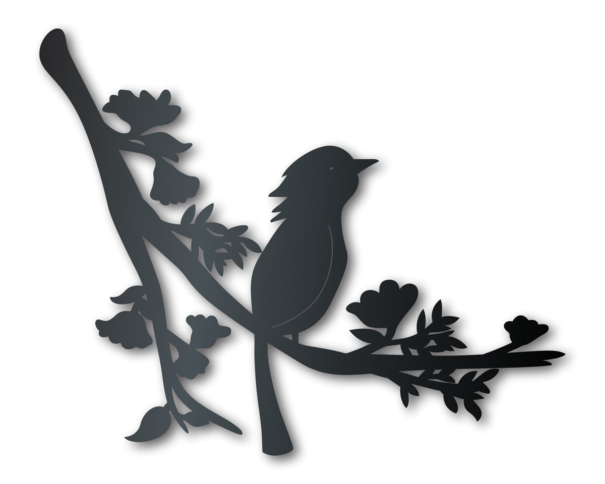 Metal Bird on Branch Wall Art | Metal Garden Decor | Indoor Outdoor ...