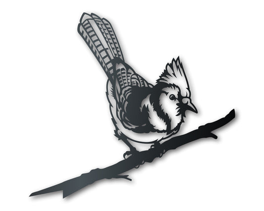 Blue Jay Tree Stake Metal Wall Art | Indoor Outdoor | Up to 46" | Over 20 Color Options