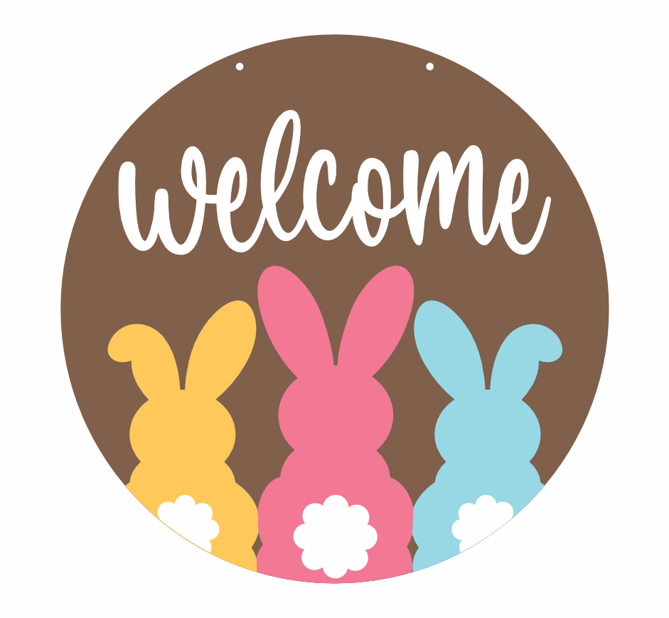 Unfinished Wood Welcome Bunnies Door Sign Kit | Wood Craft Cutouts | 1/4" Thick |