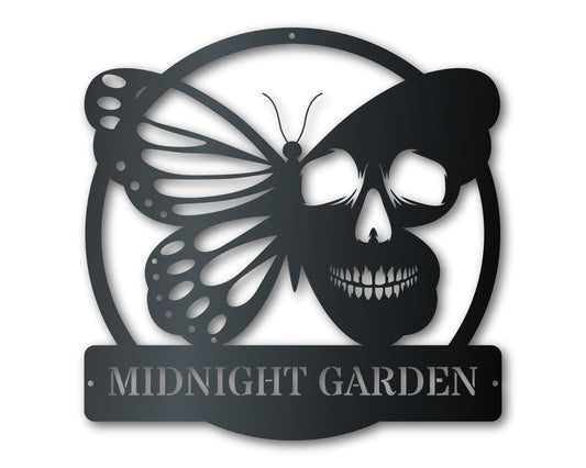 Custom Metal Butterfly Skull Wall Art | Indoor Outdoor | Up to 46" | Over 20 Color Options