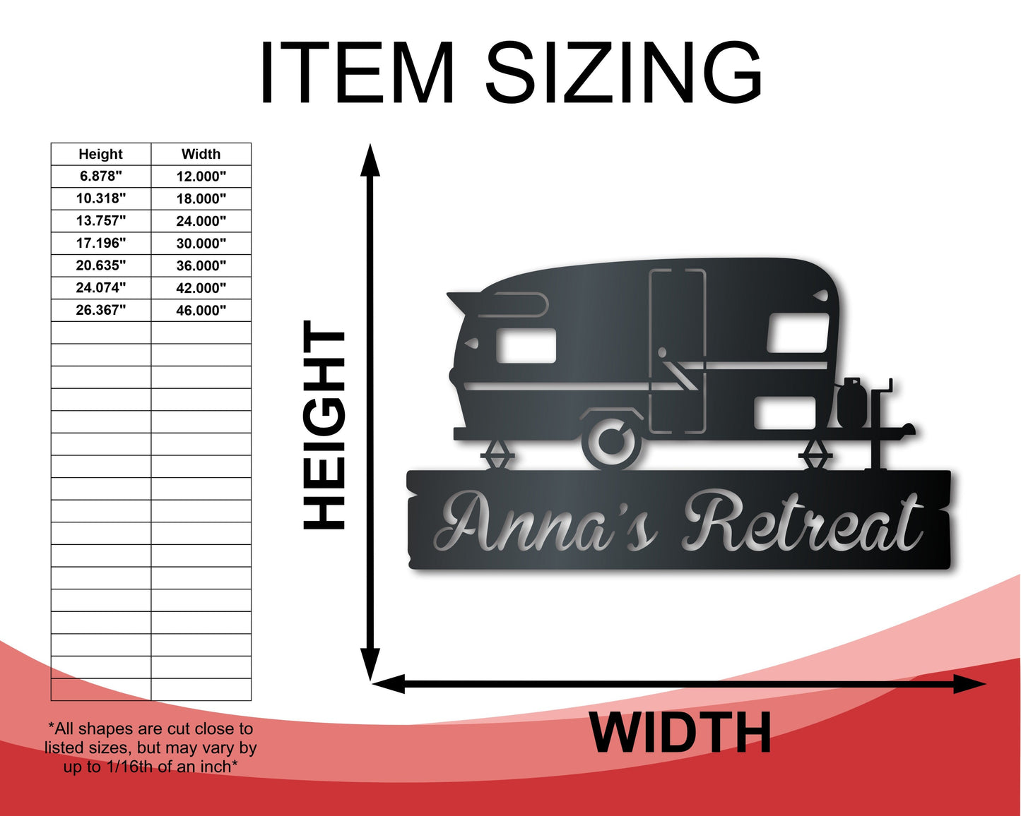 Custom Metal Camper Van Monogram Wall Art | Indoor Outdoor | Up to 46" | Over 20 Color Options