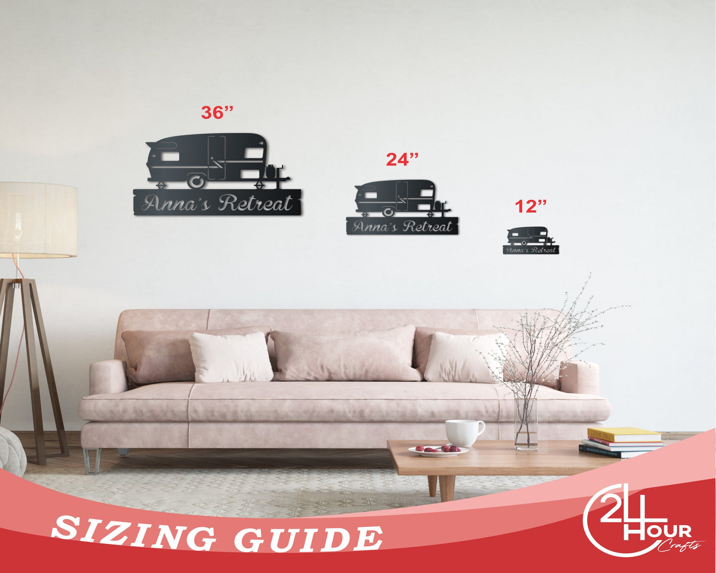 Custom Metal Camper Van Monogram Wall Art | Indoor Outdoor | Up to 46" | Over 20 Color Options