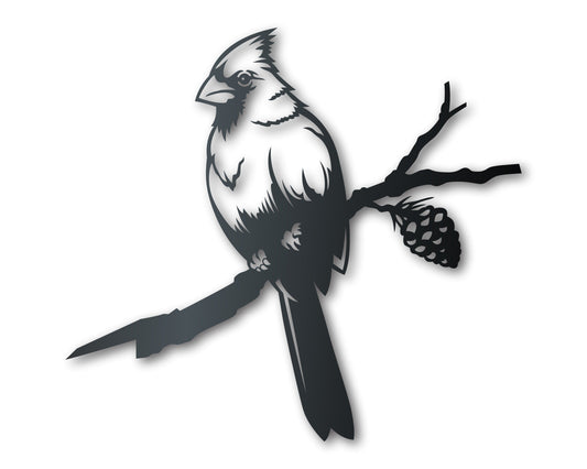 Metal Cardinal Tree Stake | Metal Garden Art | Indoor Outdoor | Up to 46" | Over 20 Color Options