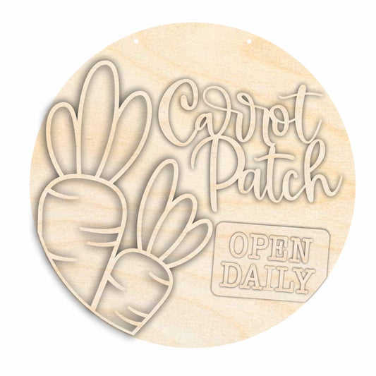Unfinished Wood Carrot Patch Door Sign Kit | Wood Craft Cutouts | 1/4" Thick |