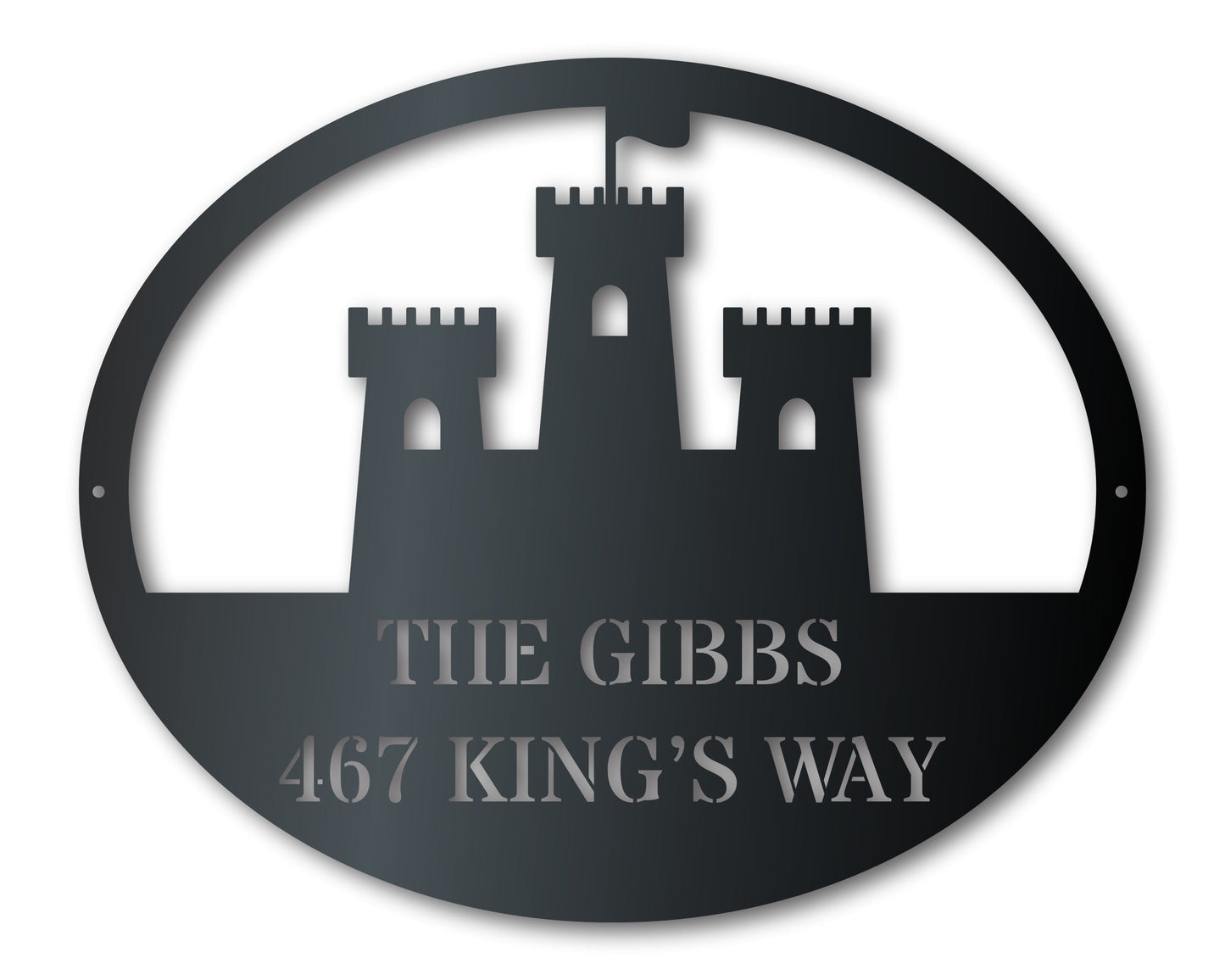 Custom Metal Castle Fort Address Wall Art | Medieval Metal Sign | Indoor Outdoor | Up to 46" | Over 20 Color Options