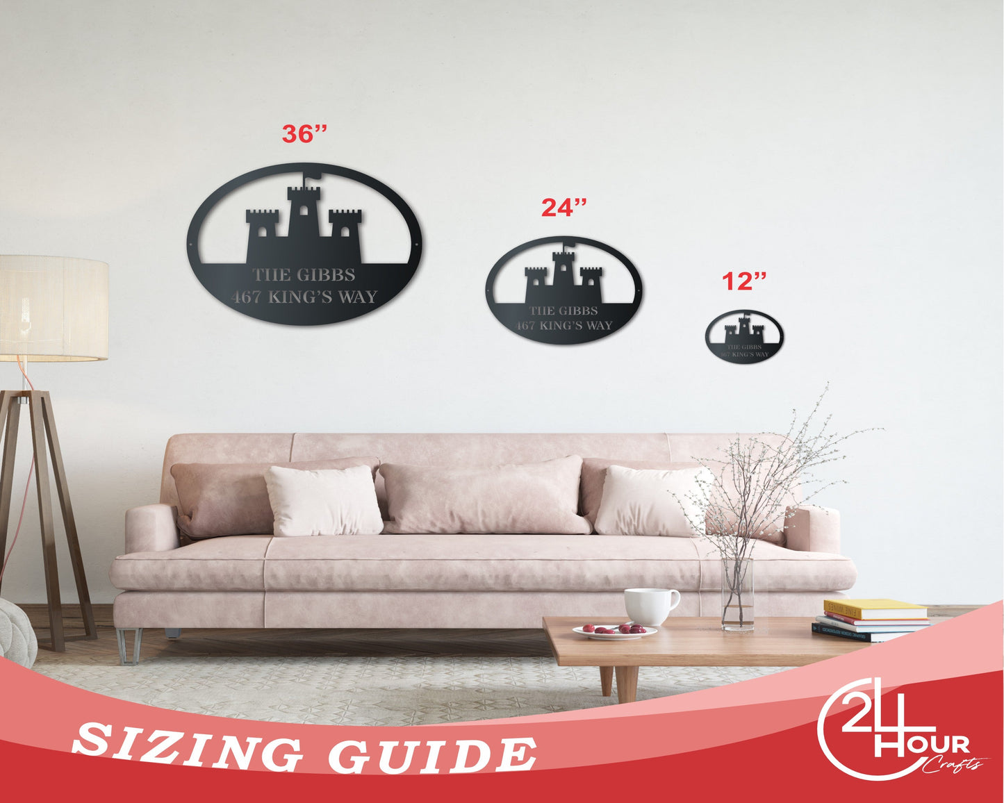 Custom Metal Castle Fort Address Wall Art | Medieval Metal Sign | Indoor Outdoor | Up to 46" | Over 20 Color Options