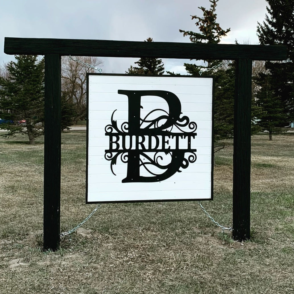 Metal Split Letter Vine Monogram | Customizable Wall Art | Indoor Outdoor | Up to 46" | Over 20 Color Options