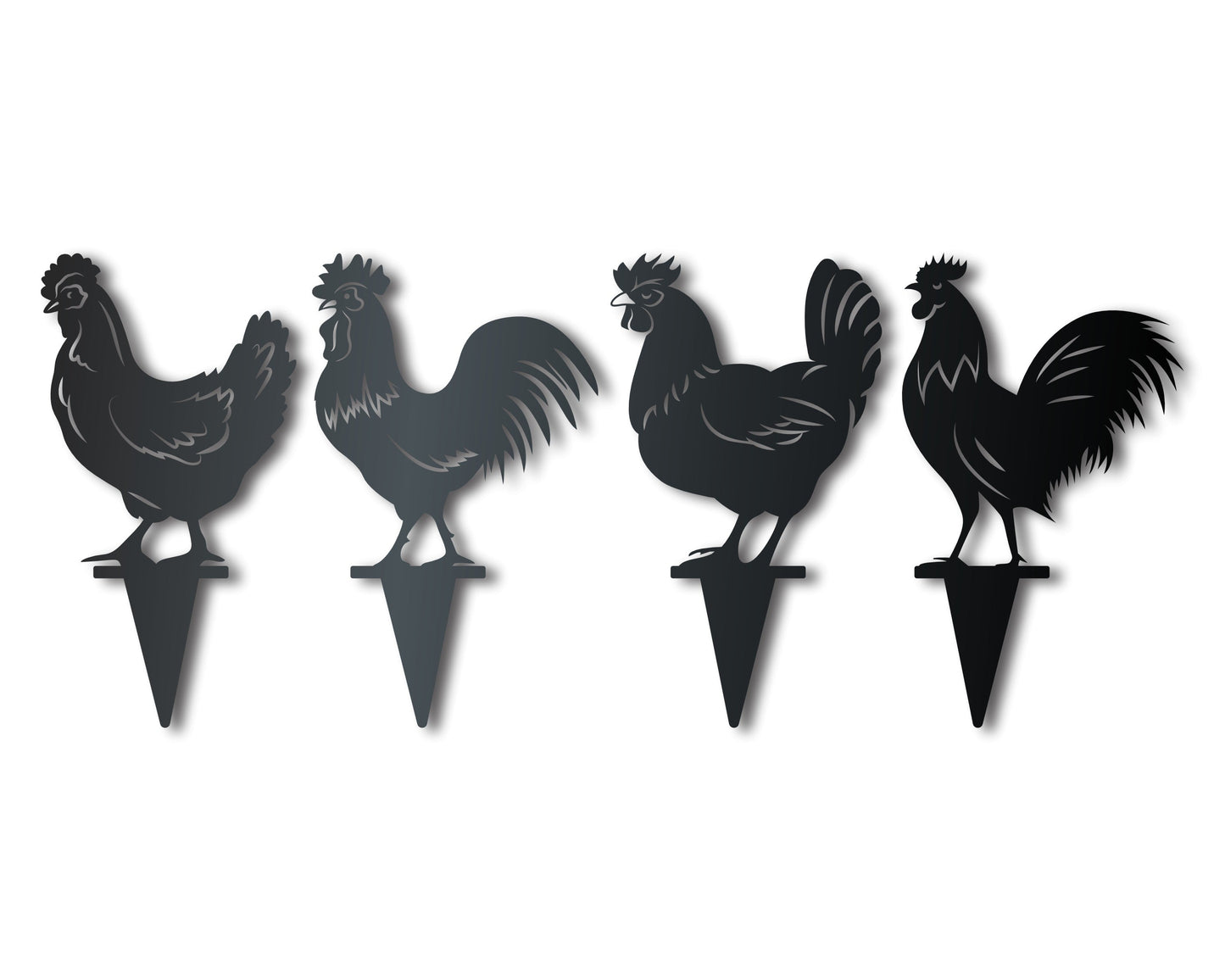 Metal Chicken Garden Stakes | Metal Garden Set | Outdoor | Up to 24" | Over 20 Color Options