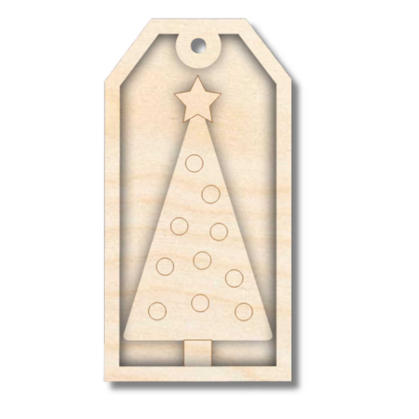 Unfinished Wood Layered Christmas Gift Tags | 14 Options | 3 Piece | 4"-6" Tall | 1/8" Wood | Wood Craft DIY