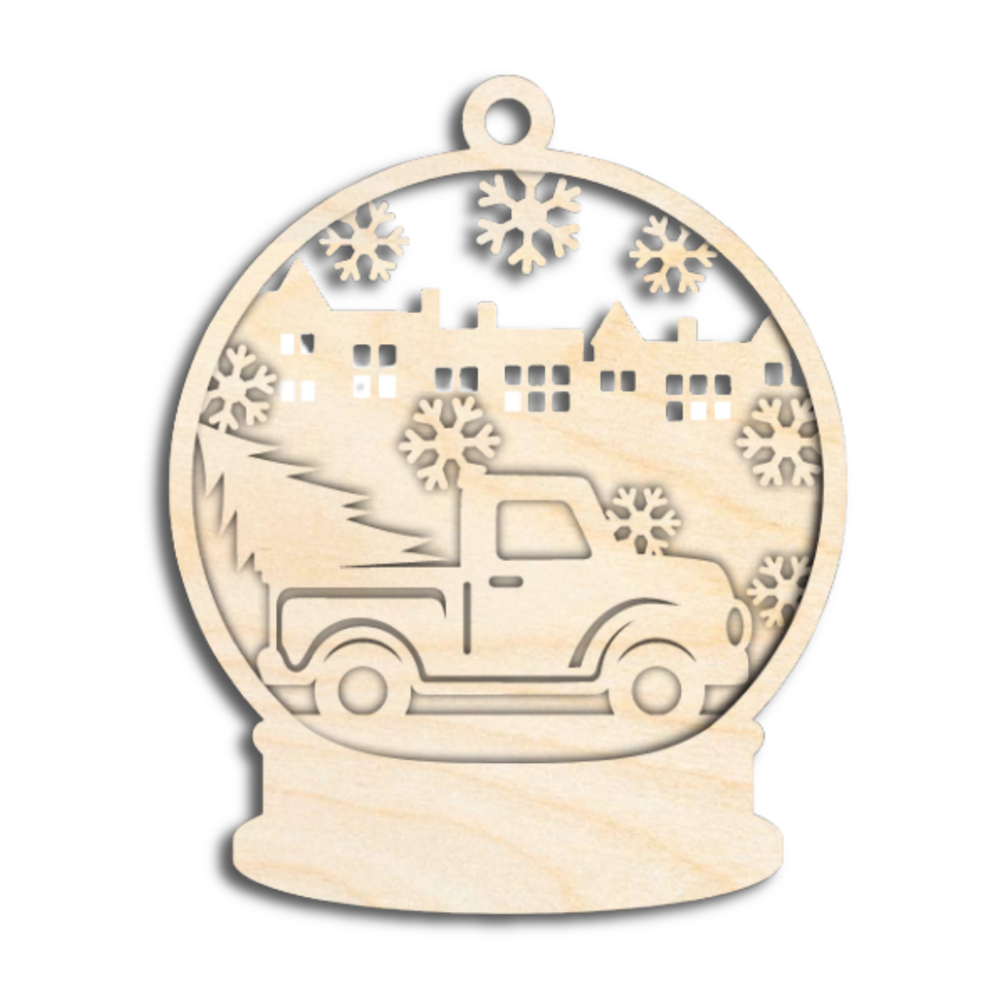 Unfinished Wood Layered Snow Globe Christmas Ornaments | 3 Piece | 5" Tall | 1/8" Wood | Wood Craft DIY