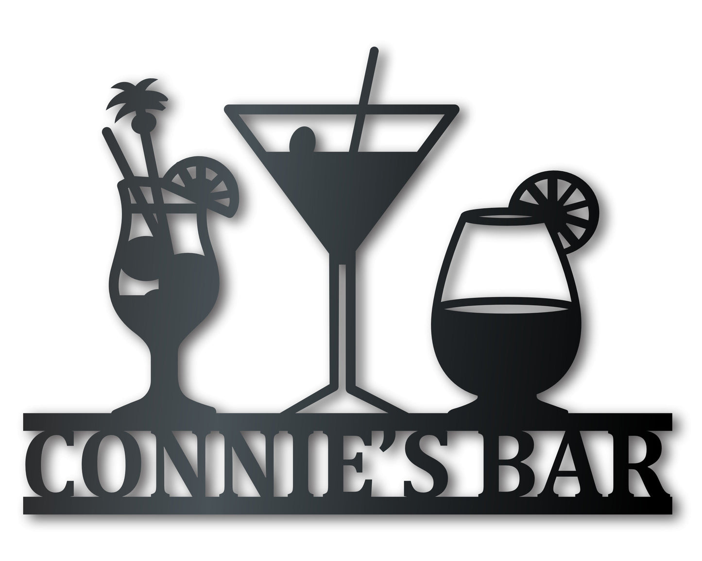 Custom Metal Cocktail Bar Wall Art | Indoor Outdoor | Up to 46" | Over 20 Color Options