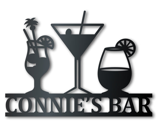 Custom Metal Cocktail Bar Wall Art | Indoor Outdoor | Up to 46" | Over 20 Color Options