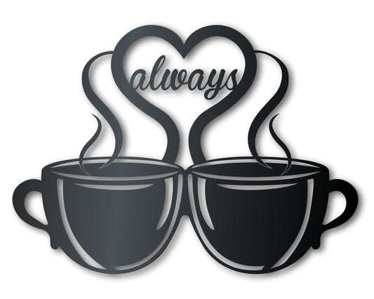 Custom Metal Coffee Love Wall Art - Metal Coffee Sign - 14 Color Options