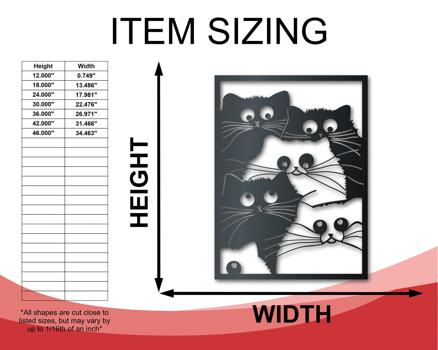 Metal Crazy for Cats Wall Art | Indoor Outdoor | Up to 46" | Over 20 Color Options