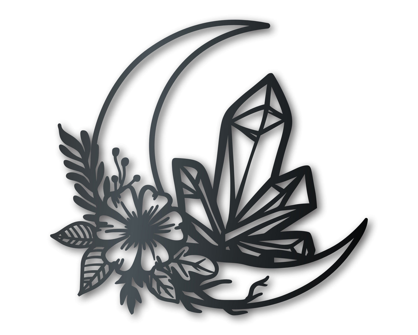 Metal Crystal Crescent Moon Wall Art | Indoor Outdoor | Up to 46" | Over 20 Color Options