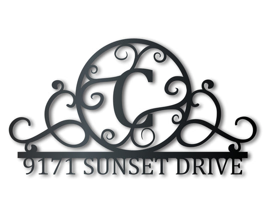 Custom Metal Monogram Address Wall Art | Indoor Outdoor | Up to 46" | Over 20 Color Options