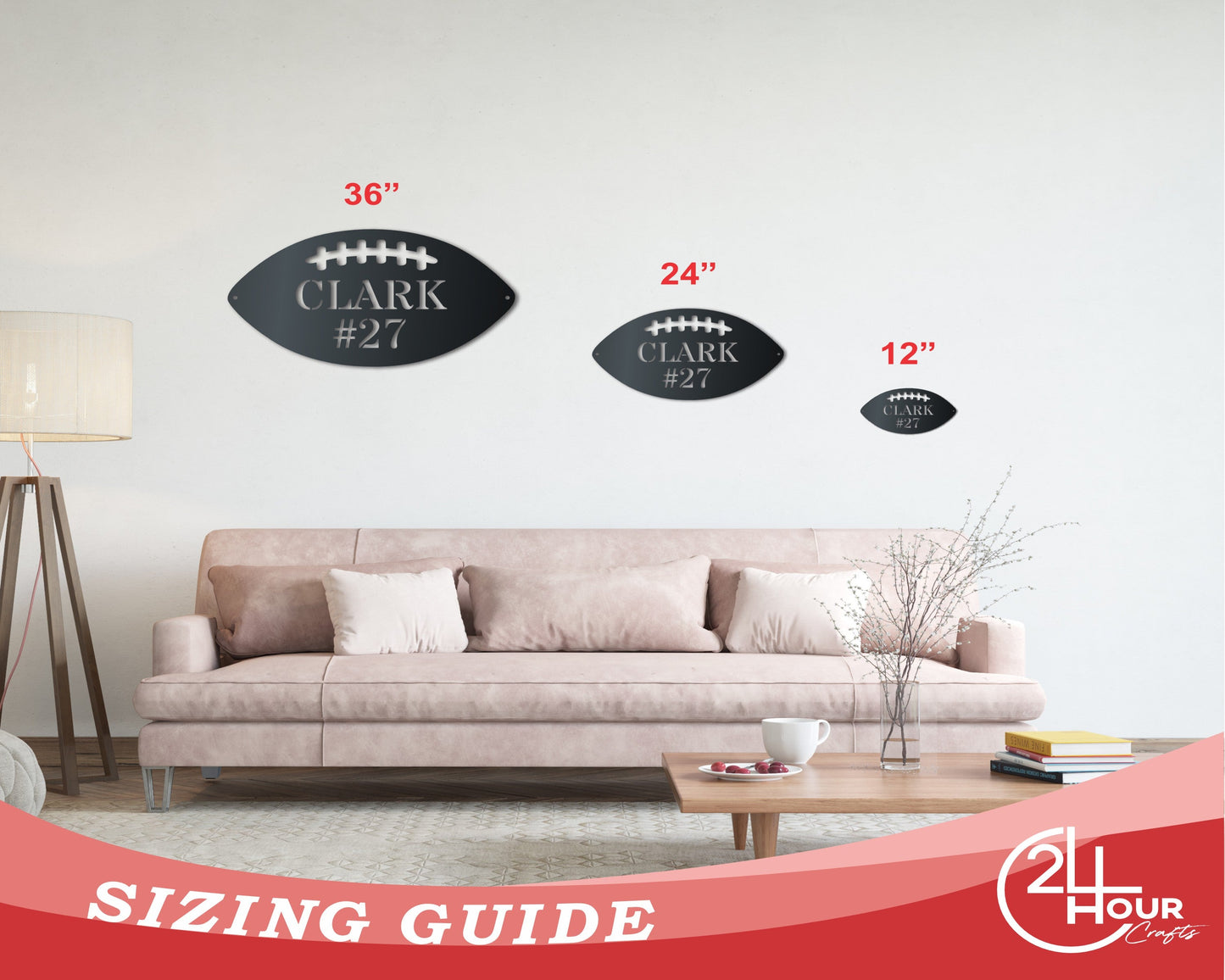 Custom Metal Football Wall Art - Metal Sports Sign - 14 Color Options