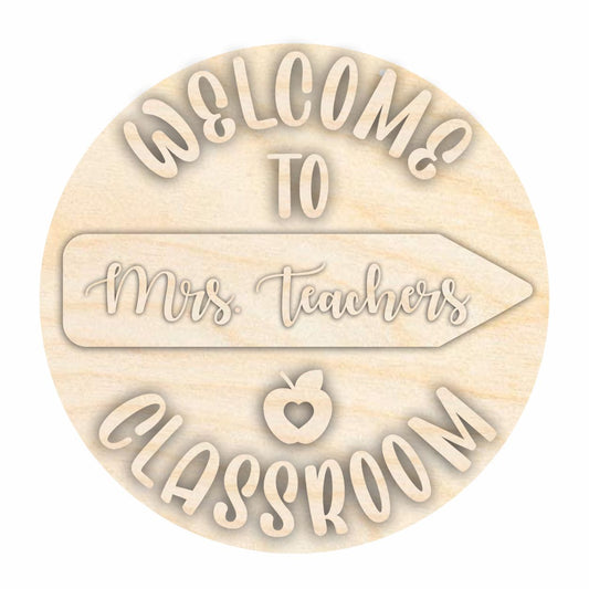 Unfinished Wood Custom Name Teacher Sign Kit | Wood Craft Cutouts | 1/4" Thick |