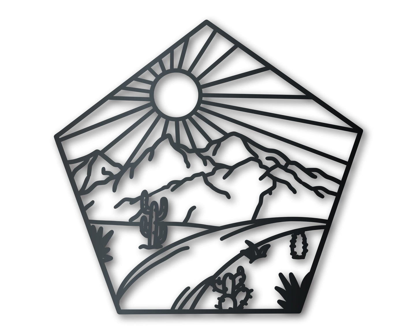 Metal Desert Landscape Wall Art | Indoor Outdoor | Up to 46" | Over 20 Color Options