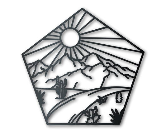 Metal Desert Landscape Wall Art | Indoor Outdoor | Up to 46" | Over 20 Color Options