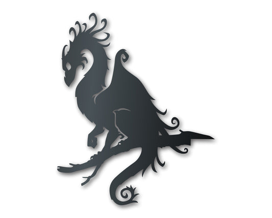 Metal Dragon Tree Stake | Fantasy Dragon Sign | Indoor Outdoor | Up to 46" | Over 20 Color Options