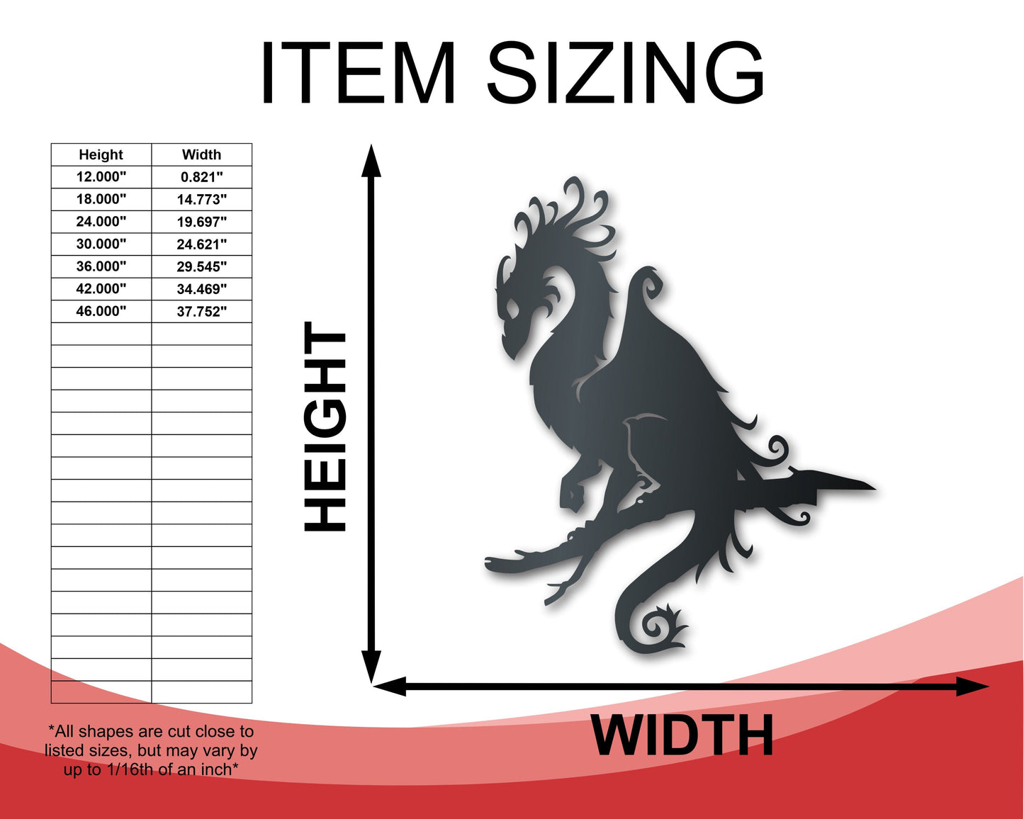 Metal Dragon Tree Stake | Fantasy Dragon Sign | Indoor Outdoor | Up to 46" | Over 20 Color Options