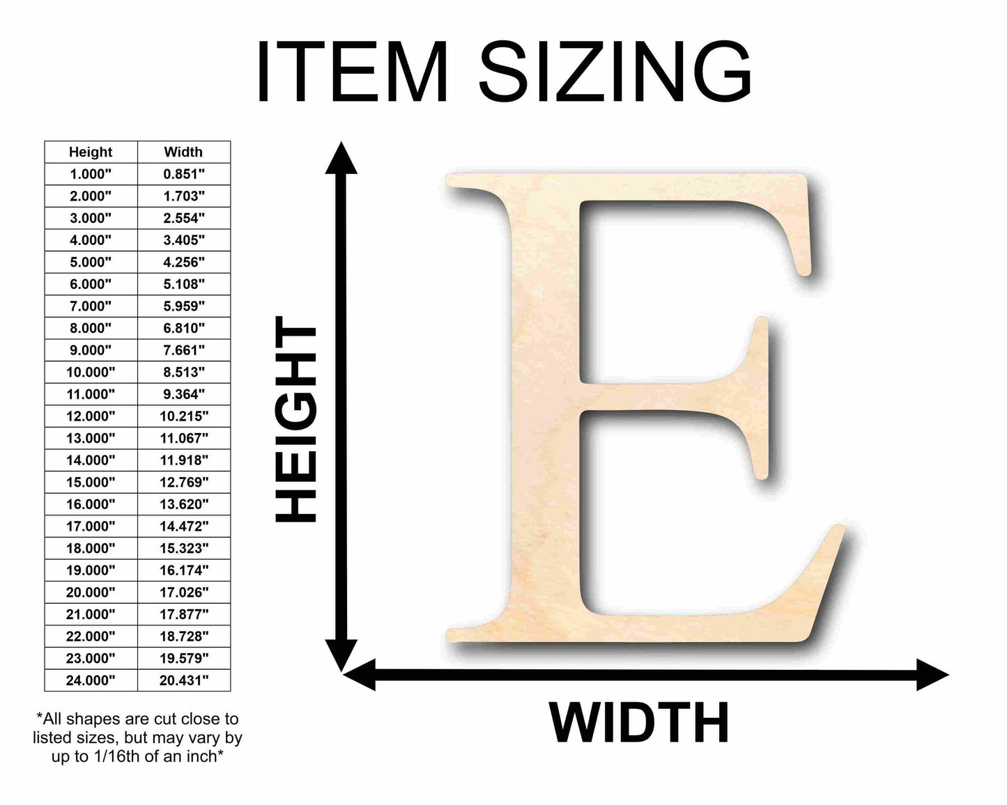 Unfinished Wood Epsilon Silhouette - Craft- up to 46" DIY