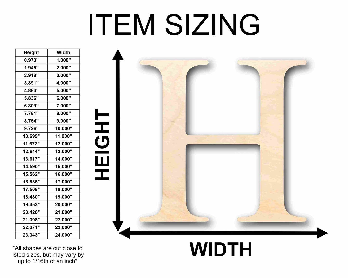 Unfinished Wood Greek letter Eta Silhouette - Craft- up to 46" DIY