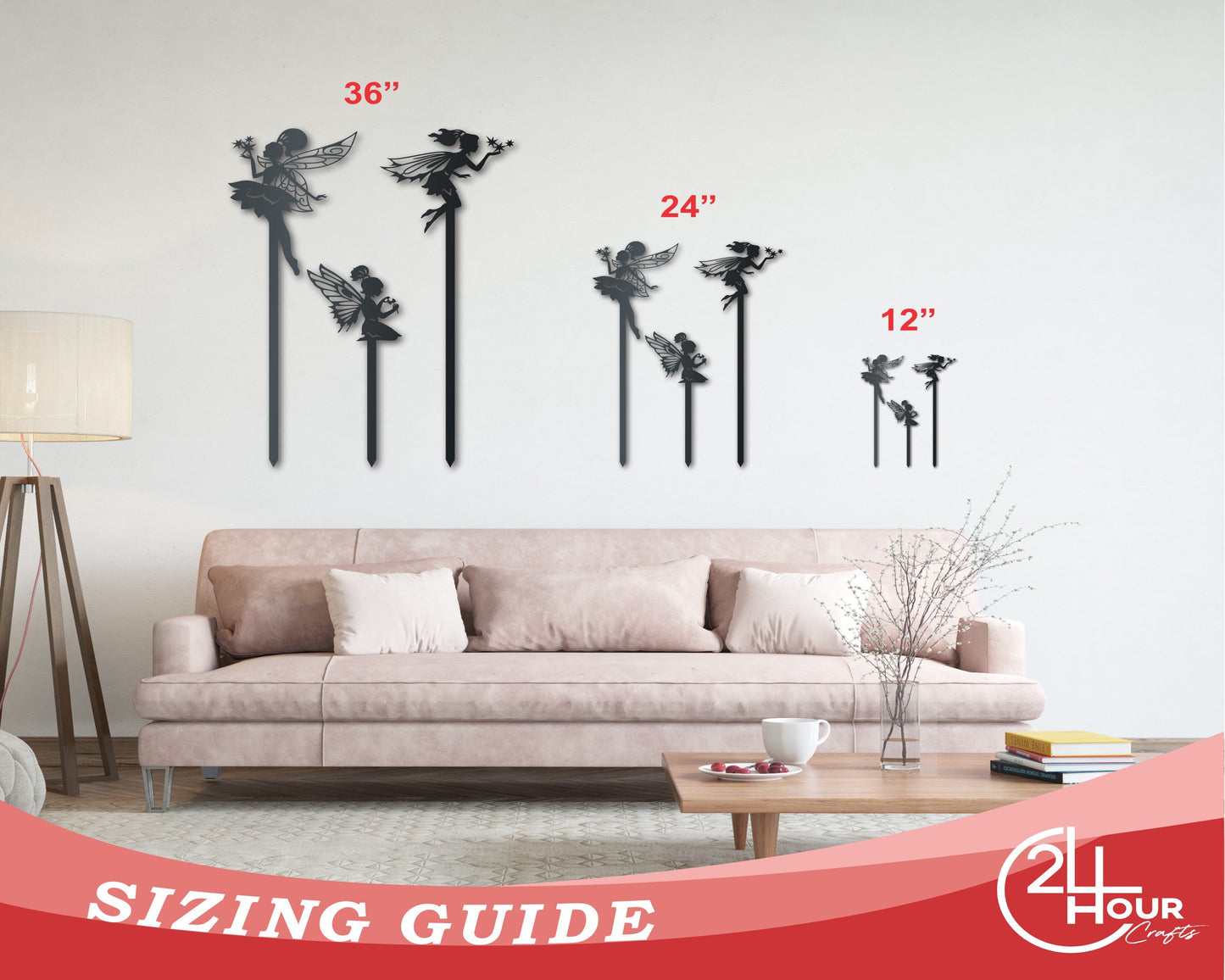 Metal Fairy Garden Stakes | Metal Garden Set | Outdoor | Up to 24" | Over 20 Color Options