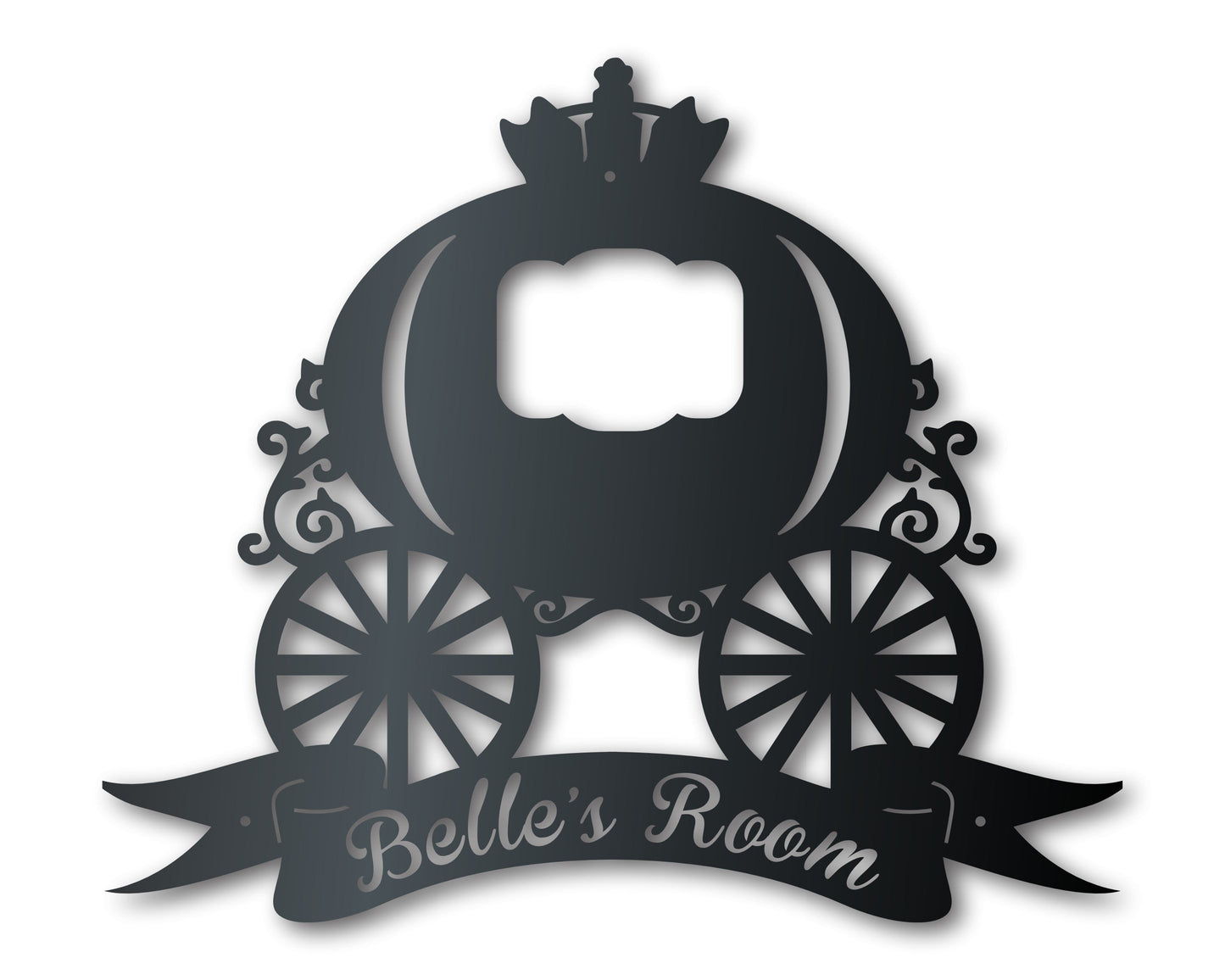 Custom Metal Fairytale Carriage Wall Art | Girls Princess Sign | Indoor Outdoor | Up to 46" | Over 20 Color Options