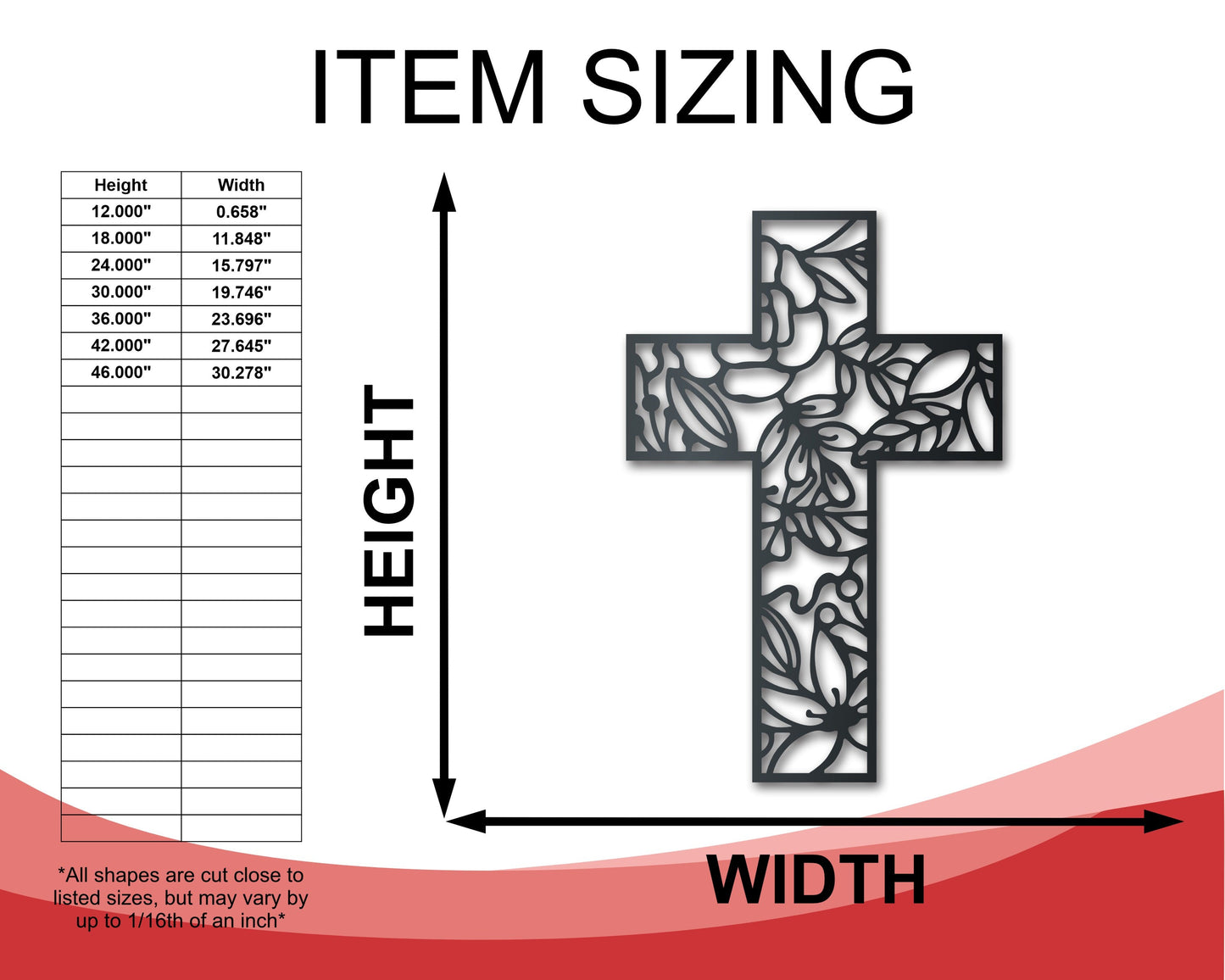 Metal Floral Cross Wall Art - 14 Color Options