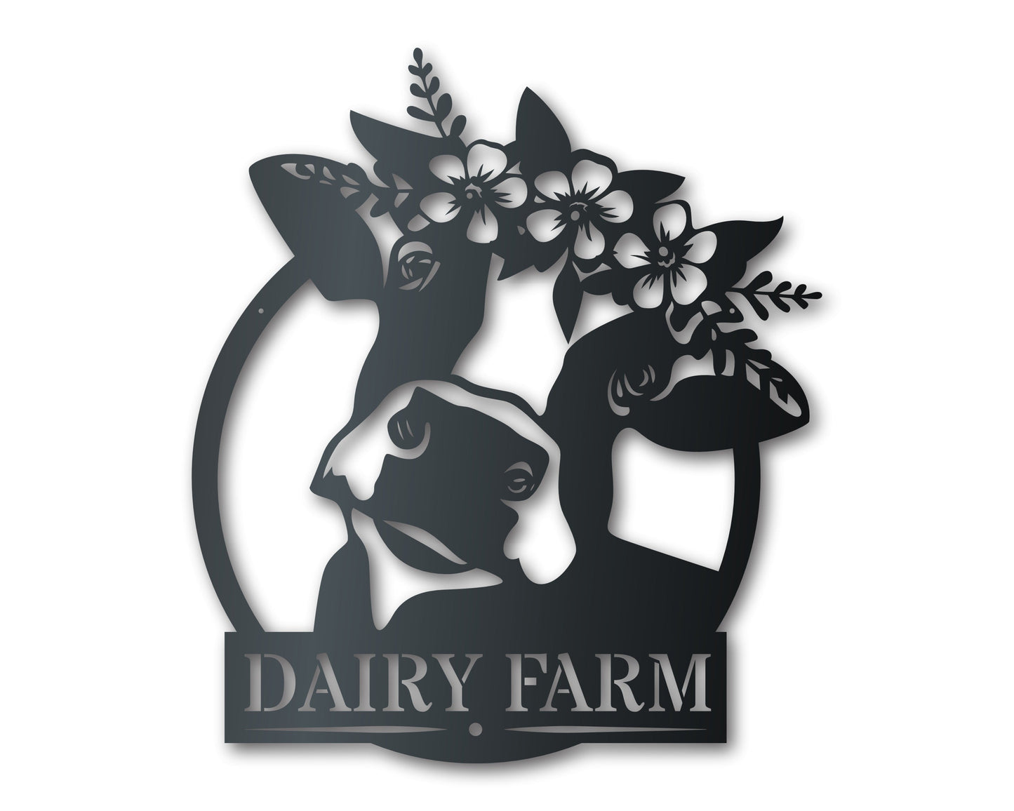 Custom Metal Flower Cow Wall Art | Indoor Outdoor | Up to 30" | Over 20 Color Options