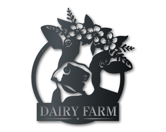 Custom Metal Flower Cow Wall Art | Indoor Outdoor | Up to 30" | Over 20 Color Options