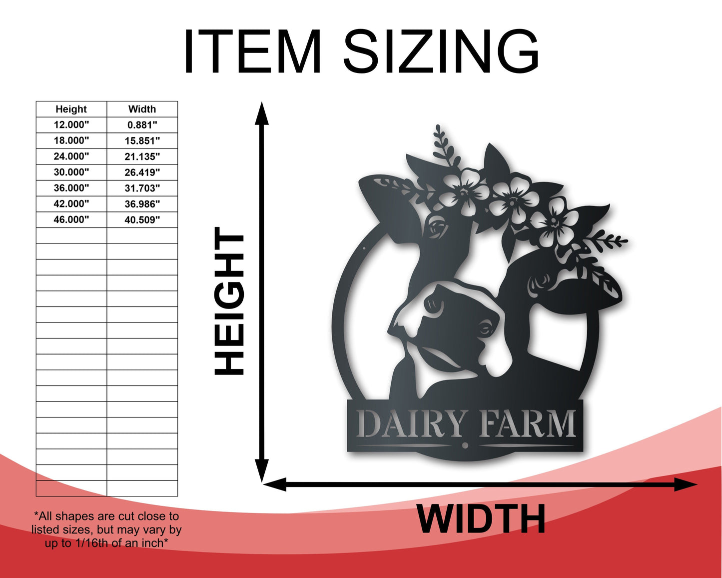 Custom Metal Flower Cow Wall Art | Indoor Outdoor | Up to 30" | Over 20 Color Options