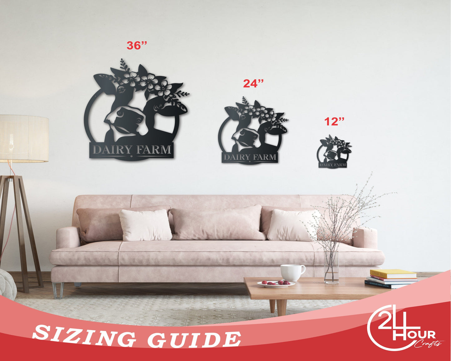 Custom Metal Flower Cow Wall Art | Indoor Outdoor | Up to 30" | Over 20 Color Options