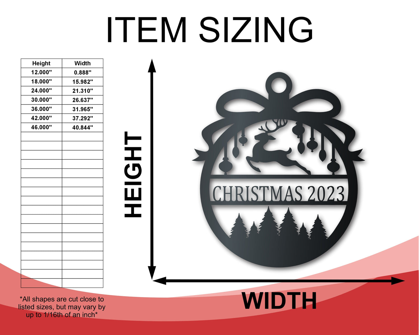 2023 LIMITED EDITION Custom Metal Flying Reindeer Christmas Ornament | Indoor Outdoor | Up to 36" | Over 20 Color Options