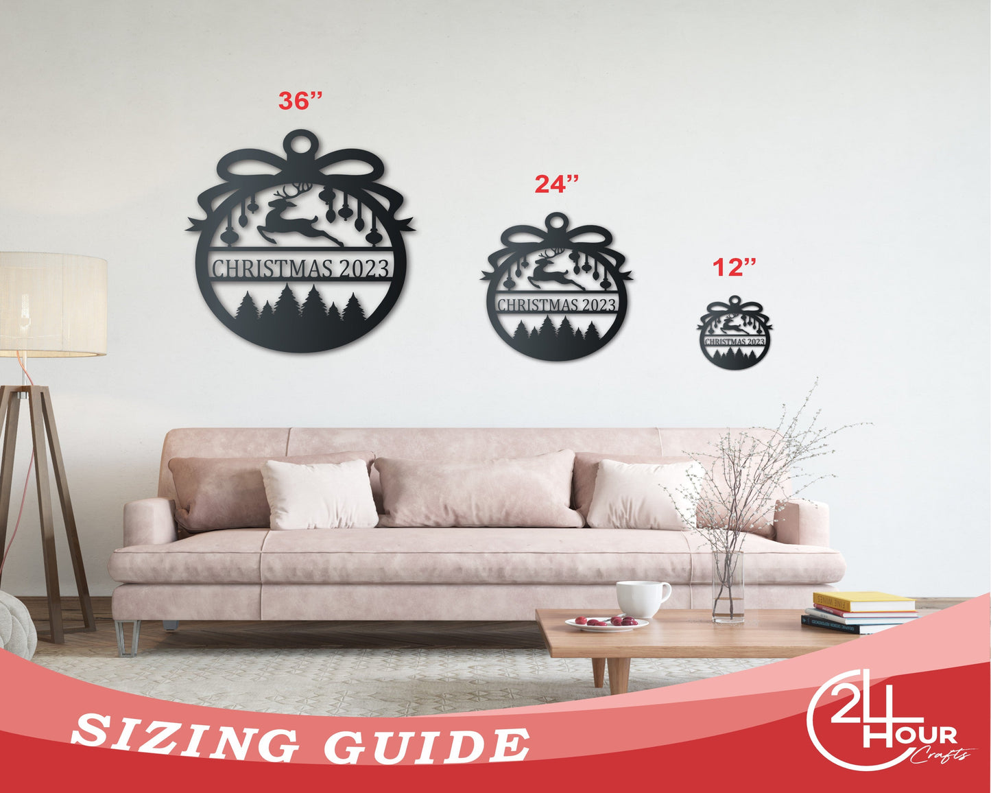 2023 LIMITED EDITION Custom Metal Flying Reindeer Christmas Ornament | Indoor Outdoor | Up to 36" | Over 20 Color Options