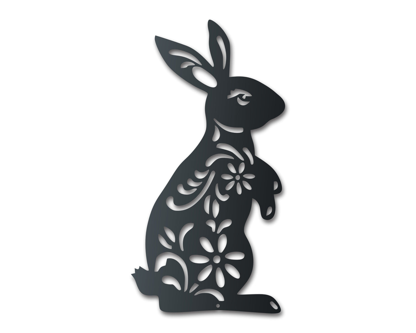 Metal Folk Flower Bunny Wall Art - 14 Color Options
