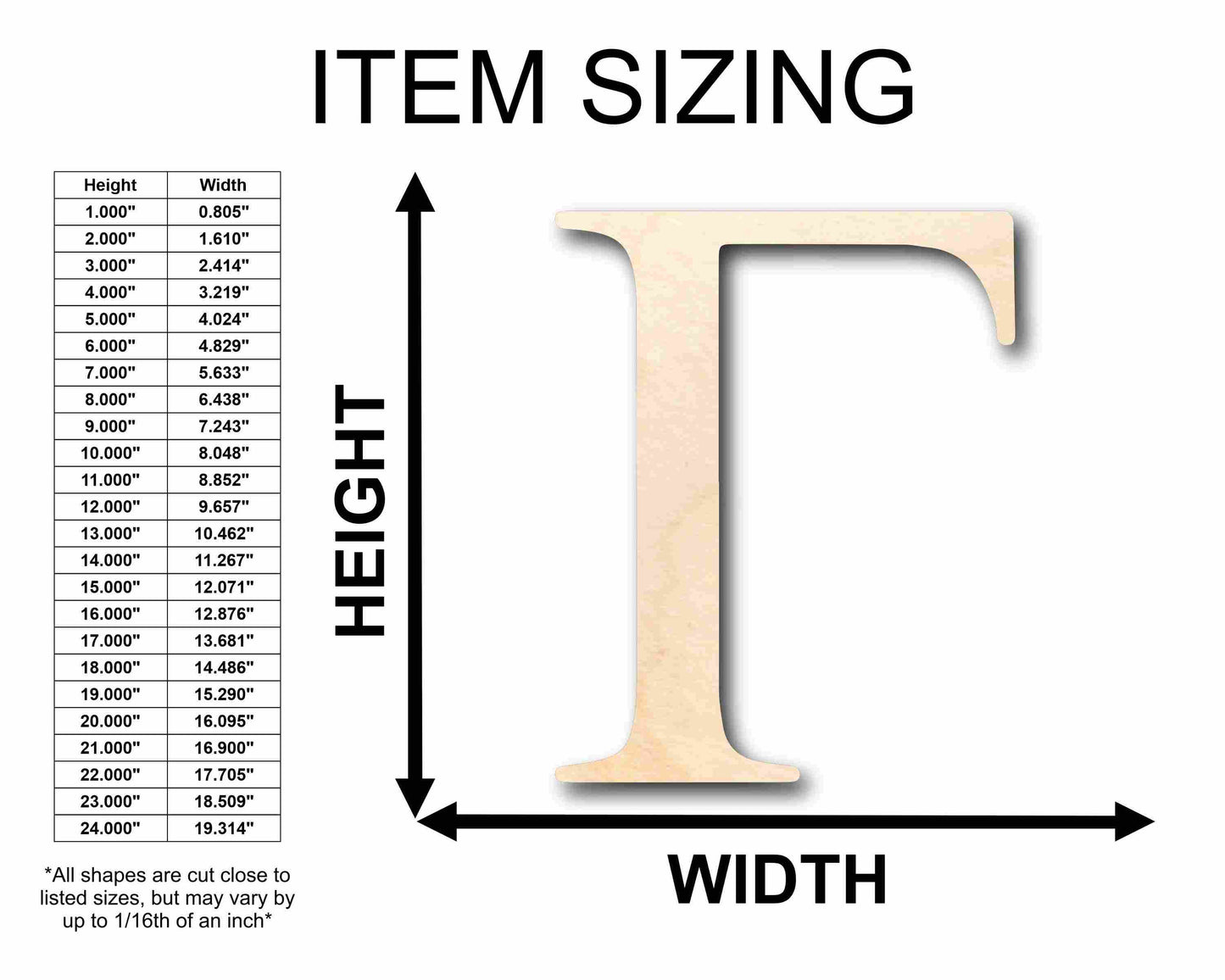 Unfinished Wood Gamma Silhouette - Craft- up to 46" DIY